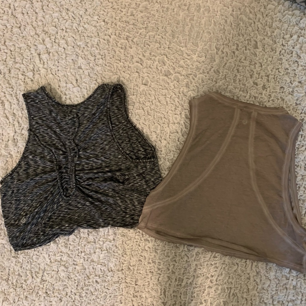 Two Lululemon cropped tank tops